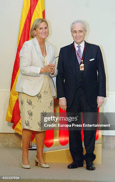 Spanish tenor Josep Carreras receives the 'Honour Medal of Catalonia Parliament' at the Parliament of Catalunya on September 9, 2014 in Barcelona,...