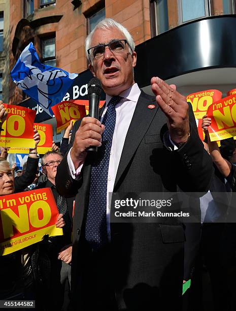 Alistair Darling MP campaigns for a ''No'' vote in the referendum on Rutherglen main street on September 10, 2014 in Glasgow, Scotland. The three UK...