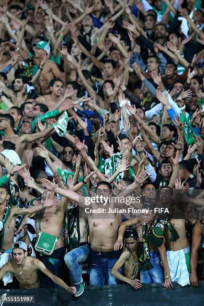 Raja Casablanca fans show their support during the FIFA Club World Cup Play-Off match between Raja Casablanca and Auckland City at the Agadir Stadium...