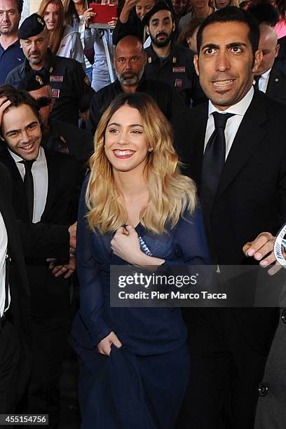 Singer Martina Stoessel leading actress of 'Violetta' at the exit of Boscolo Hotel before of Interreligious Match For Peace at Olimpico Stadium on...