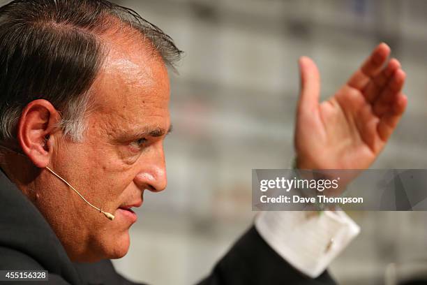 Javier Tebas, President of Liga de Futbol Profesional during the Soccerex European Forum Conference Programme on September 10, 2014 in Manchester,...