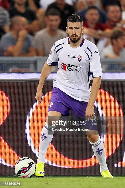 Nenad Tomovic of ACF Fiorentina in action during the Serie A match between AS Roma and ACF Fiorentina at Stadio Olimpico on August 30, 2014 in Rome,...