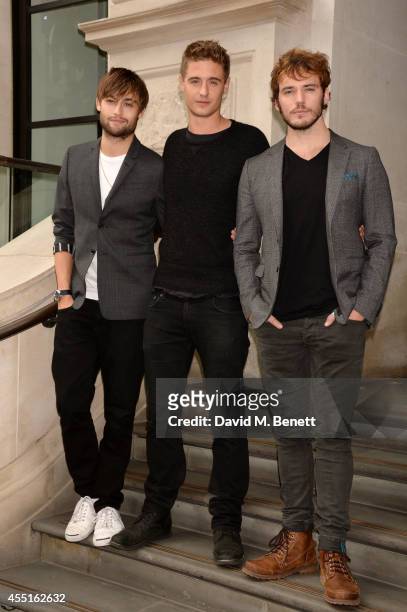 Actors Douglas Booth, Max Irons and Sam Claflin pose at a photocall for "The Riot Club" at the Corinthia Hotel in London on September 10, 2014 in...