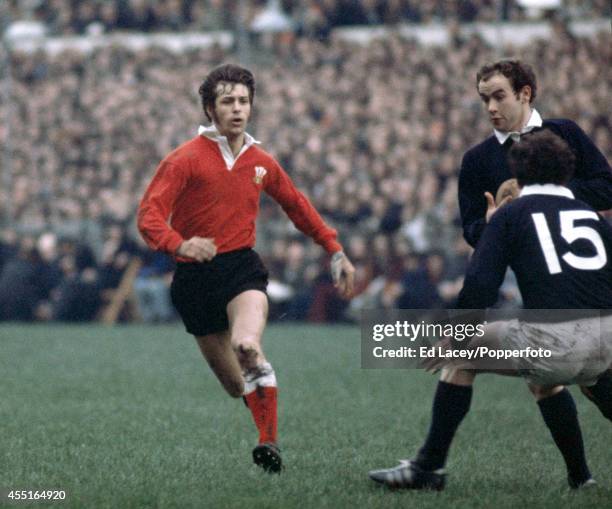 Barry John of Wales in action against Scotland during the Five Nations international rugby union match at the National Stadium in Cardiff on 5th...