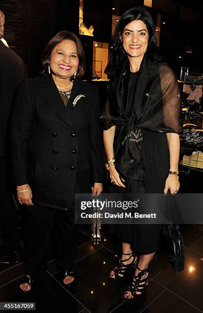 Usha Mittal attends the ESCADA/Harper's Bazaar book reading with Fatima Bhutto, reading from her novel "The Shadow Of The Crescent Moon", at the...