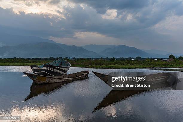 The fishing village of Kavanyongi on the Northern shores of Lake Edward, on August 9, 2013 inside Virunga National Park, DRC. This lake shore village...