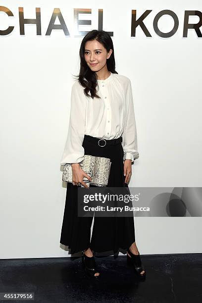 Chinese actress Gao Yuanyuan attends the Michael Kors fashion show during Mercedes-Benz Fashion Week Spring 2015 at Spring Studios on September 10,...