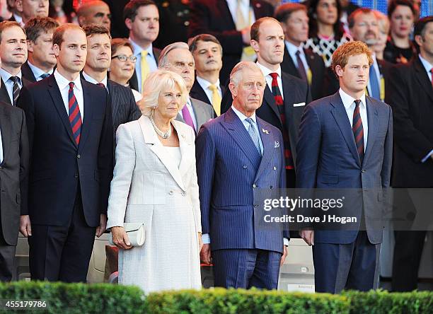 Prince William, Duke of Cambridge, Camilla, Duchess of Cornwall, Charles, Prince of Wales and Prince Harry attend the Opening Ceremony of the...