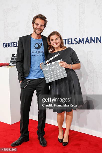 Jonas Grosch and Katharina Wackernagel attend the Bertelsmann Summer Party at the Bertelsmann representative office on September 10, 2014 in Berlin,...