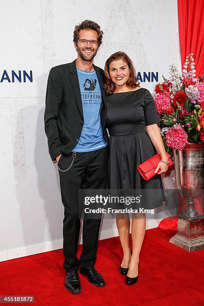 Jonas Grosch and Katharina Wackernagel attend the Bertelsmann Summer Party at the Bertelsmann representative office on September 10, 2014 in Berlin,...