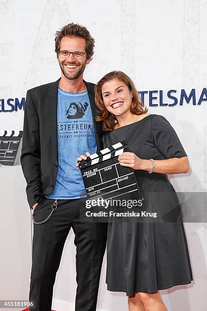 Jonas Grosch and Katharina Wackernagel attend the Bertelsmann Summer Party at the Bertelsmann representative office on September 10, 2014 in Berlin,...