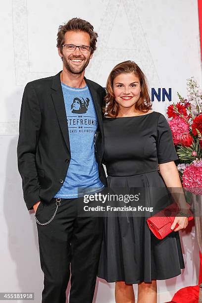 Jonas Grosch and Katharina Wackernagel attend the Bertelsmann Summer Party at the Bertelsmann representative office on September 10, 2014 in Berlin,...