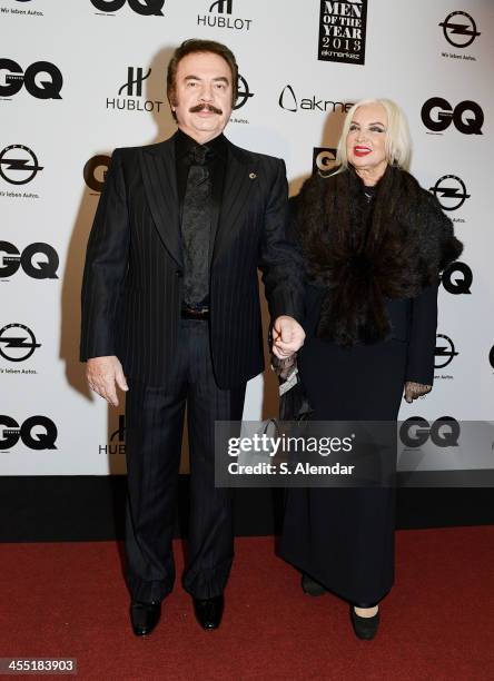 Orhan Gencebay and Sevim Emre attend the GQ Turkey Men of the Year awards at Four Seasons Bosphorus Hotel on December 11, 2013 in Istanbul, Turkey.