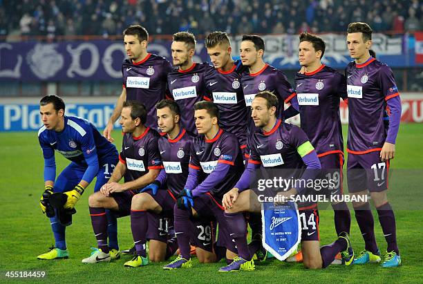 Team of Austria Wien poses during the UEFA Champions League group G football match FK Austria Wien vs FC Zenit in Vienna, on December 11, 2013. AFP...