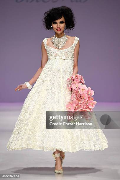 Model walks the runway at the Betsey Johnson fashion show during Mercedes-Benz Fashion Week Spring 2015 at The Salon at Lincoln Center on September...