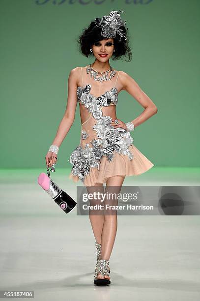 Model walks the runway at the Betsey Johnson fashion show during Mercedes-Benz Fashion Week Spring 2015 at The Salon at Lincoln Center on September...