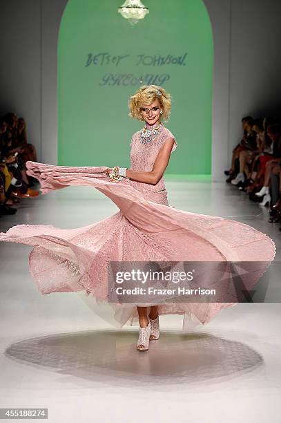 Model walks the runway at the Betsey Johnson fashion show during Mercedes-Benz Fashion Week Spring 2015 at The Salon at Lincoln Center on September...