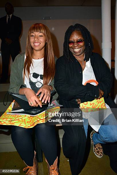 Jerzey Dean and Whoopi Goldberg attend Jeremy Scott during MADE Fashion Week Spring 2015 at Milk Studios on September 10, 2014 in New York City.