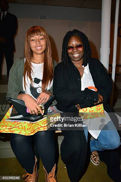 Jerzey Dean and Whoopi Goldberg attend Jeremy Scott during MADE Fashion Week Spring 2015 at Milk Studios on September 10, 2014 in New York City.