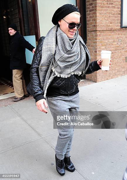 Pink is seen in Tribeca on December 11, 2013 in New York City.