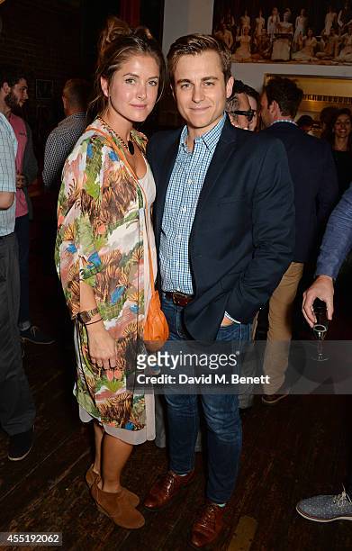Cast member Kevin Bishop and wife Casta Bishop attend an after party following the press night performance of "Fully Committed" at the Menier...