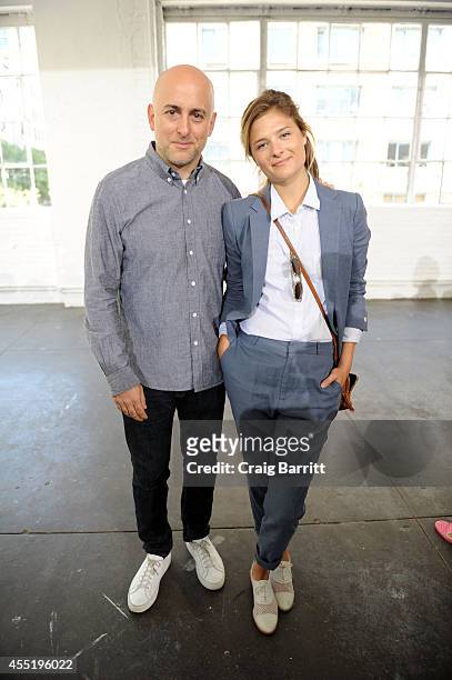 Louisa Gummer and Steven Alan attend the Steven Alan Presentation during Mercedes-Benz Fashion Week Spring 2015 at Industria Studios on September 10,...