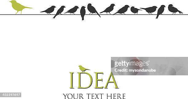 ilustrações, clipart, desenhos animados e ícones de silhueta de ilustração do vetor de pássaros em fios - thinking of you card