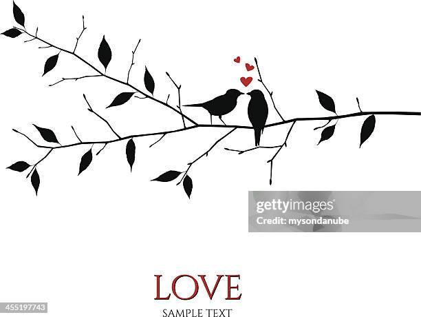 vector birds on branch - love and romance concept - flirting stock illustrations