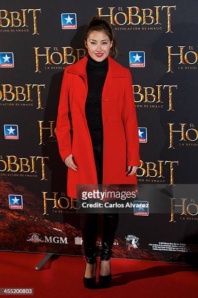 Actress Giselle Calderon attends the "The Hobbit: The Desolation of Smaug" premiere at the Kinepolis cinema on December 11, 2013 in Madrid, Spain.