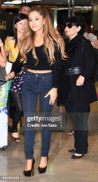 Ariana Grande and her mother Joan Grande are seen upon arrival at Narita International Airport on September 11, 2014 in Narita, Japan.