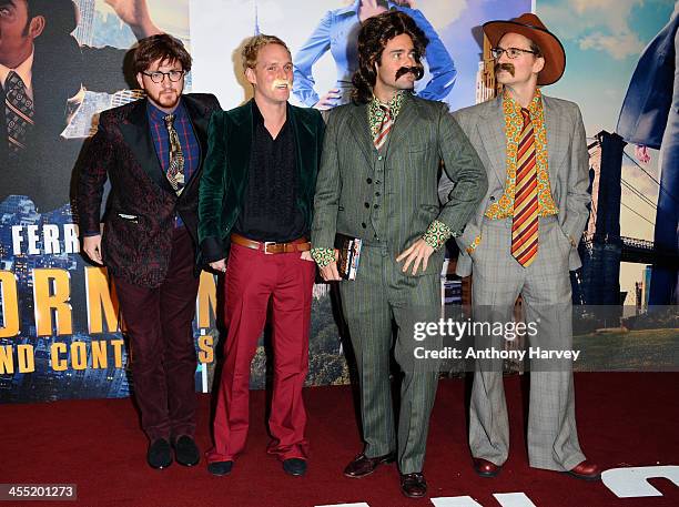 Francis Boulle, Jamie Laing, Spencer Matthews and Oliver Proudlock attend the UK premiere of "Anchorman 2: The Legend Continues" at Vue West End on...