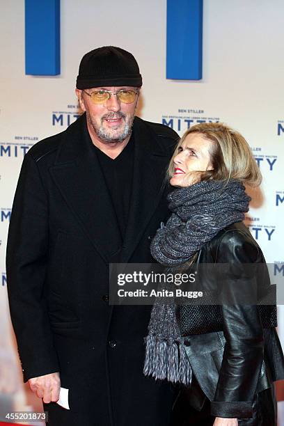 Hans-Werner Olm and Cornelia Utz attend the German premiere of the film 'The Secret Life Of Walter Mitty' at Zoo Palast on December 11, 2013 in...