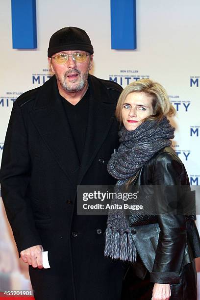 Hans-Werner Olm and Cornelia Utz attend the German premiere of the film 'The Secret Life Of Walter Mitty' at Zoo Palast on December 11, 2013 in...