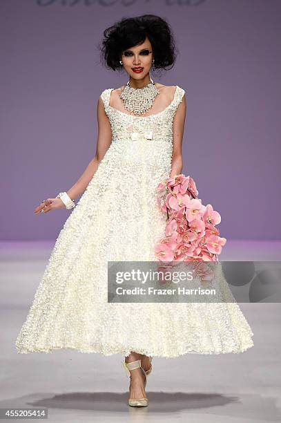 Model walks the runway at the Betsey Johnson fashion show during Mercedes-Benz Fashion Week Spring 2015 at The Salon at Lincoln Center on September...