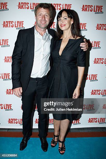 Richard Caillat and Mathilda May attend 'Open Space' Premiere At Theatre du Rond Point on September 10, 2014 in Paris, France.