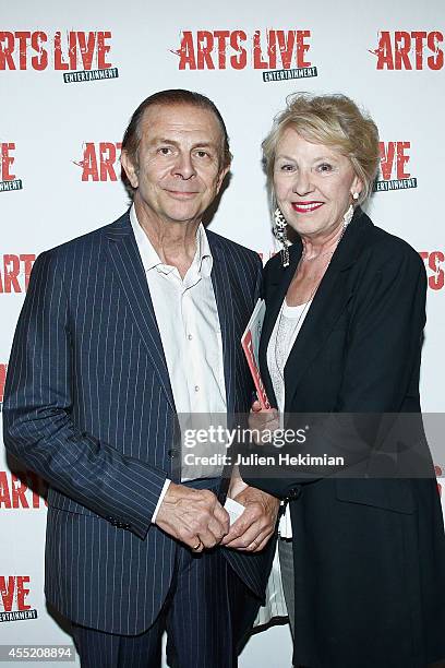 Roland Giraud and his wife Maaike Jansen attend 'Open Space' Premiere At Theatre du Rond Point on September 10, 2014 in Paris, France.