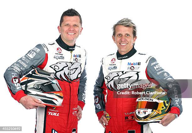 Garth Tander and Warren Luff drivers for the Holden Racing Team Holden pose during a V8 Supercars portrait session at Sandown International Raceway...