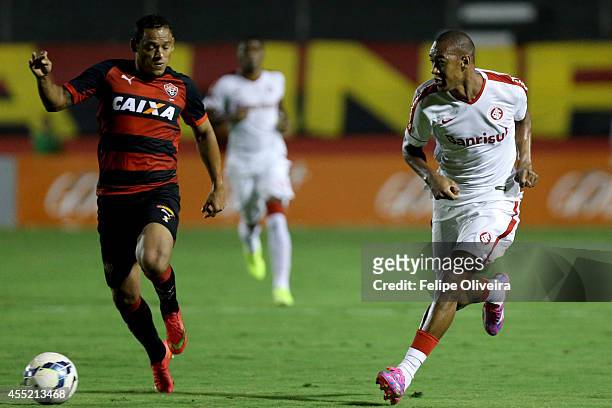 Marcinho of Vitoria in action during the match between Vitoria and Internacional as part of Brasileirao Series A 2014 at Estadio Manoel Barradas on...