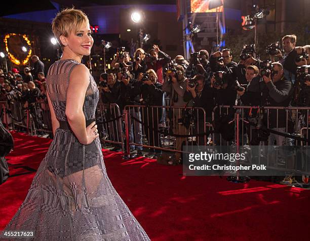 Actress Jennifer Lawrence attends premiere of Lionsgate's 'The Hunger Games: Catching Fire' - Red Carpet at Nokia Theatre L.A. Live on November 18,...