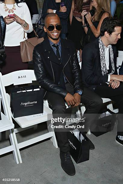 Actor Eric West attends the Ricardo Seco fashion show during Mercedes-Benz Fashion Week Spring 2015 at 7 World Trade Center on September 10, 2014 in...