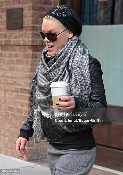 Pink is seen on December 11, 2013 in New York City.