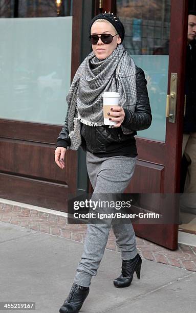 Pink is seen on December 11, 2013 in New York City.