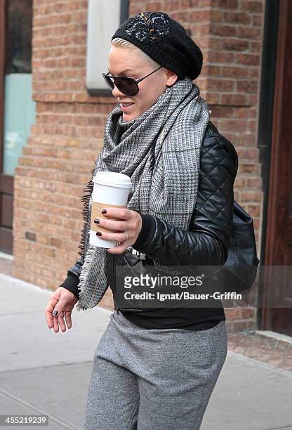 Pink is seen on December 11, 2013 in New York City.