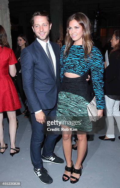 Derek Blasberg and Dasha Zhukova attend Proenza Schouler during Mercedes-Benz Fashion Week Spring 2015 at 23 Wall Street on September 10, 2014 in New...