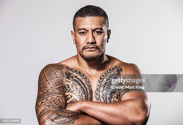 Soa Palelei poses during the UFC Fight Night: Rockhold v Bisping Press Event at Museum of Contemporary Art on September 11, 2014 in Sydney, Australia.