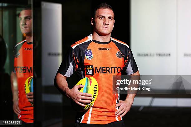 Robbie Farah of the Wests Tigers poses during a NRL Nines media announcement at Rugby League Central on December 12, 2013 in Sydney, Australia.