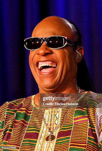 Stevie Wonder attends his press tour announcement at The GRAMMY Museum on September 10, 2014 in Los Angeles, California.