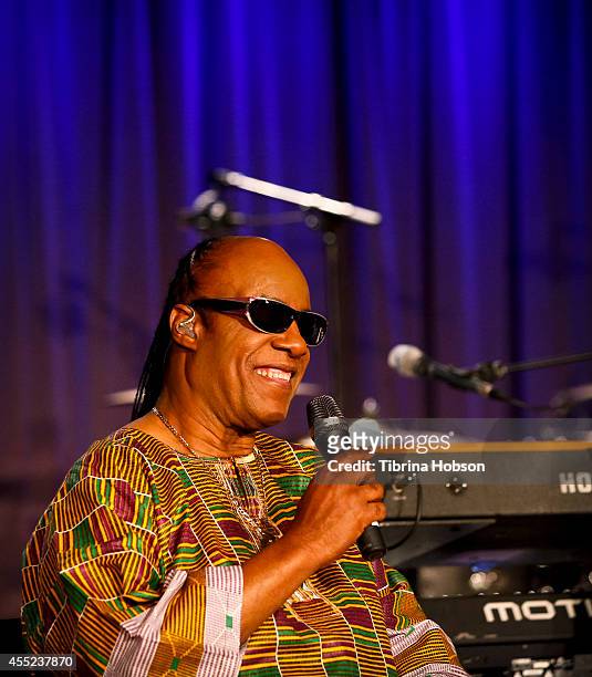 Stevie Wonder attends his press tour announcement at The GRAMMY Museum on September 10, 2014 in Los Angeles, California.