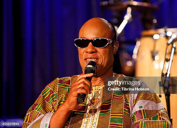 Stevie Wonder attends his press tour announcement at The GRAMMY Museum on September 10, 2014 in Los Angeles, California.