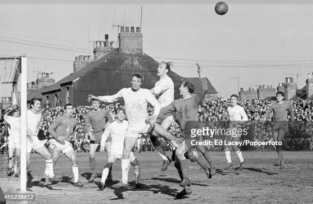 Leicester City's Graham Cross and Andy Lochhead defend a corner kick at the near post during their FA Cup 6th round match with Mansfield Football...